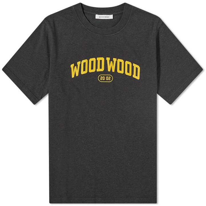 Photo: Wood Wood Men's Bobby Arch Logo T-Shirt in Charcoal Melange