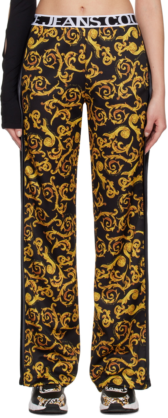 Versace Jeans Couture Black & Yellow Graphic Sweatpants Versace