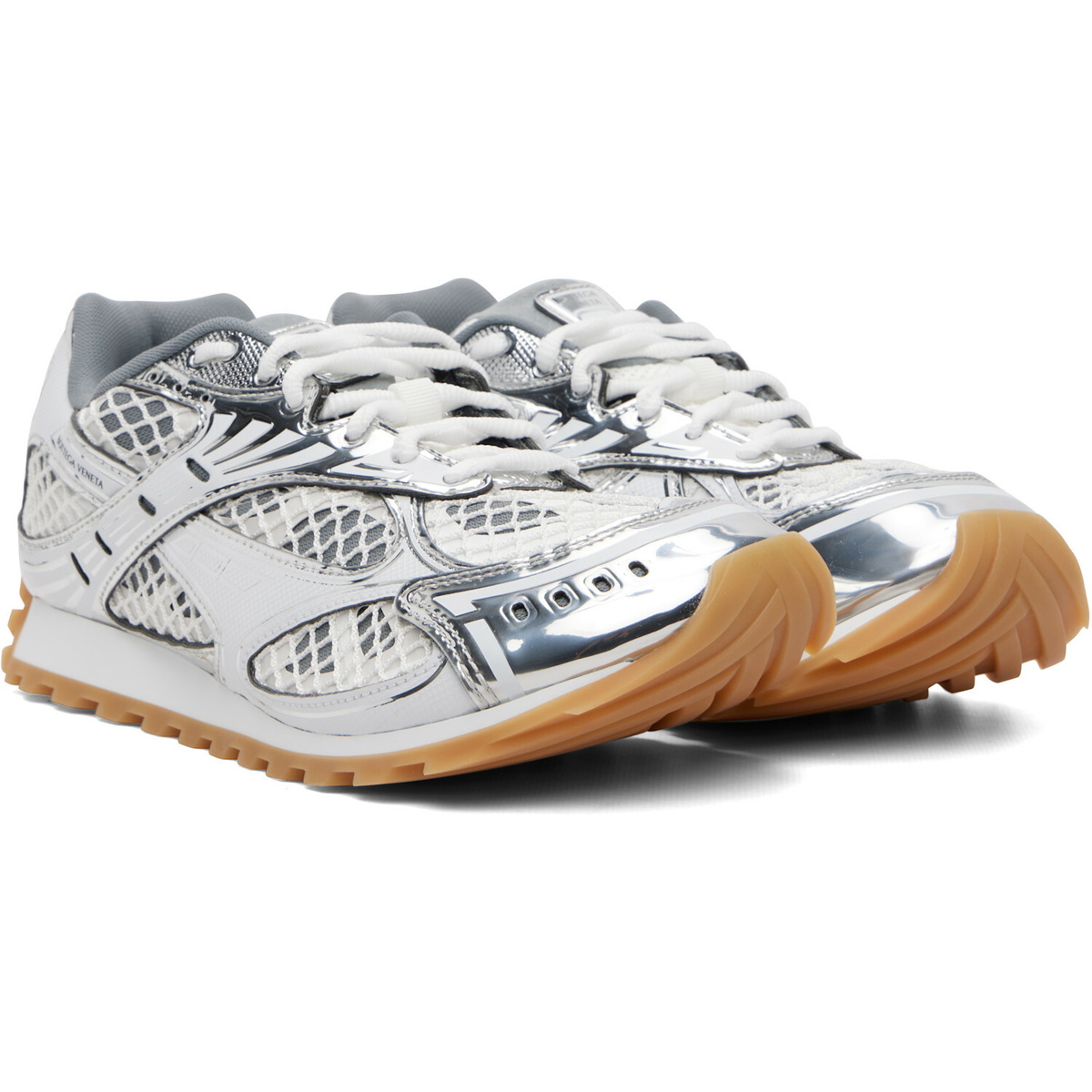Bottega Veneta White & Silver Orbit Sneakers