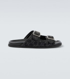 Gucci GG leather-trimmed canvas slides