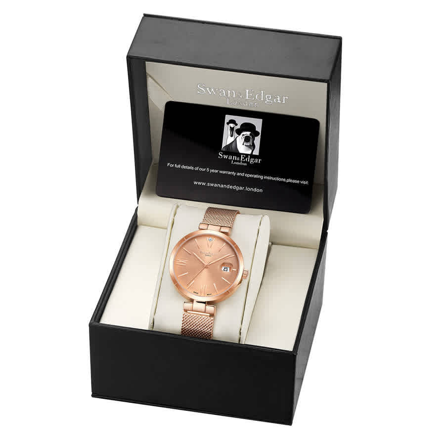 Swan & Edgar Pastel Automatic Rose Gold Dial Ladies Watch SEL002