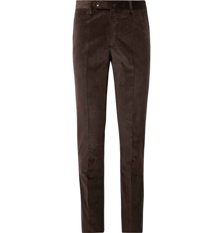 Photo: Sid Mashburn - Chocolate Slim-Fit Cotton-Corduroy Suit Trousers - Brown