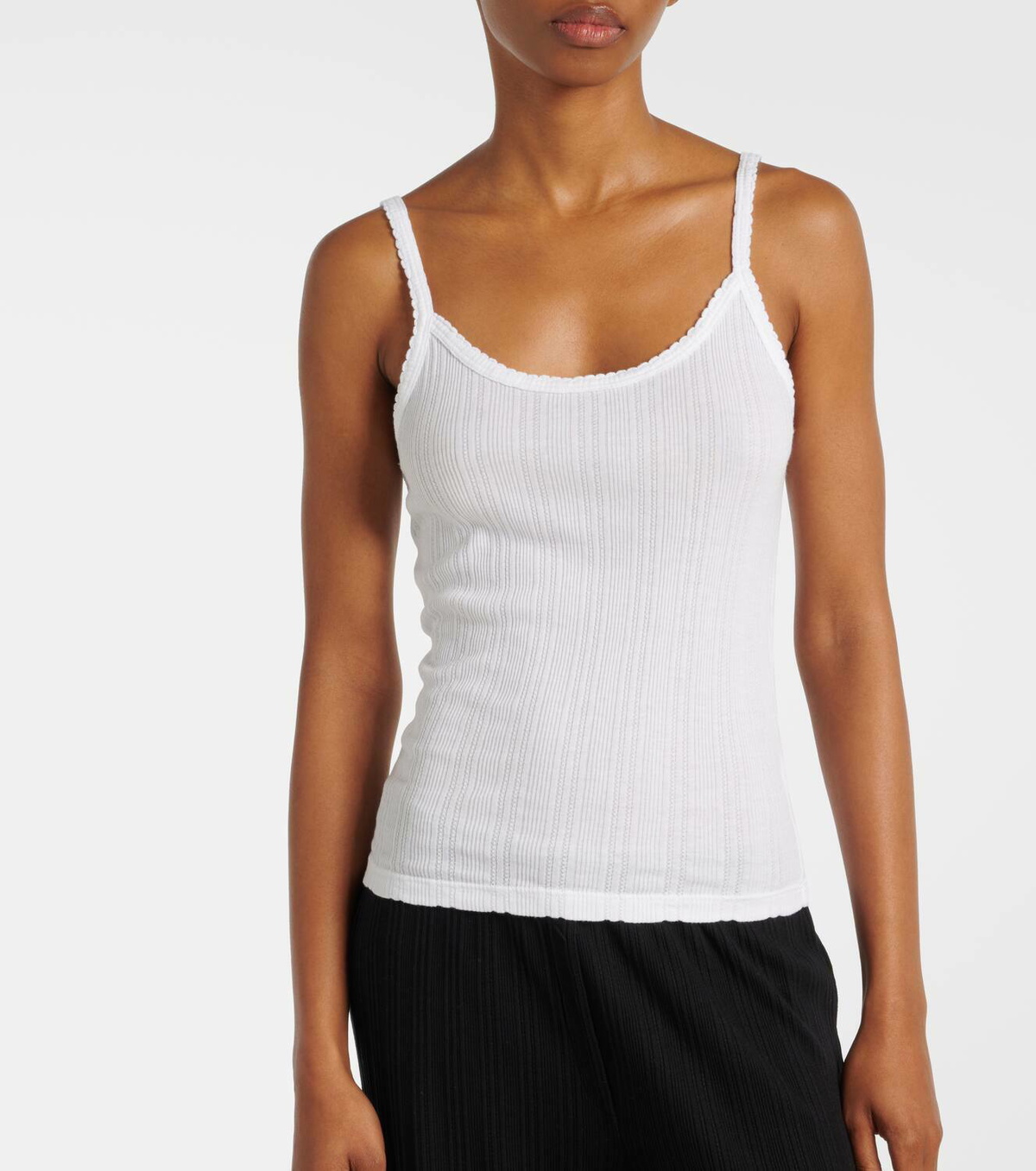 Velvet Iniku cotton-blend pointelle tank top