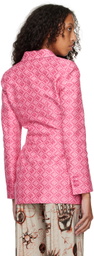 Marine Serre Pink Jacquard Blazer