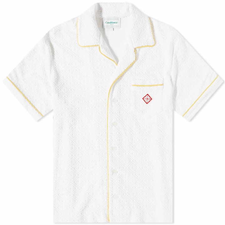 Photo: Casablanca Men's Monogram Terry Short Sleeve Shirt in White