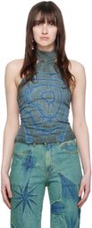 Masha Popova SSENSE Exclusive Khaki & Blue Denim Tank Top