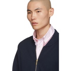 Thom Browne Navy Pique 4-Bar Bomber Jacket