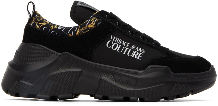 Photo: Versace Jeans Couture Black Speedtrack Logo Couture Low-Top Sneakers