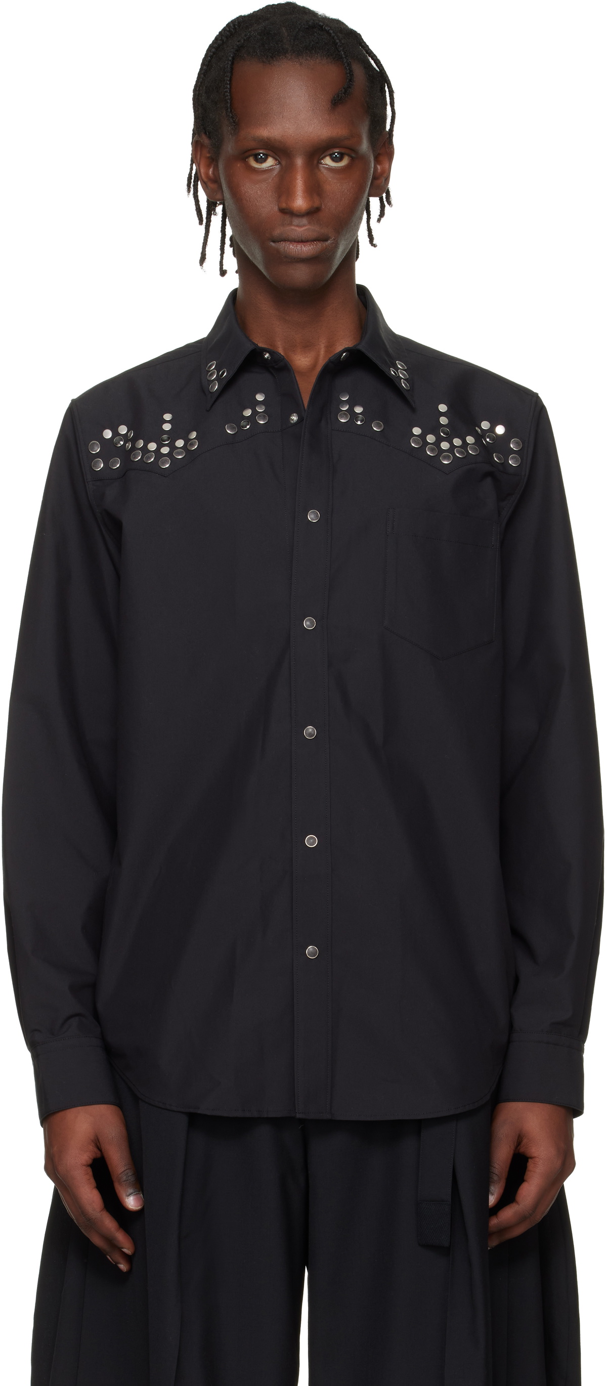 Toga Virilis Navy Slab Tropical Fringe Shirt Toga Virilis