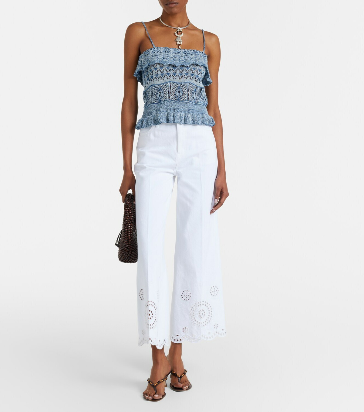 Frame The Eyelet embroidered flared jeans