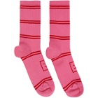 Acne Studios Pink Motif Jacquard Striped Socks
