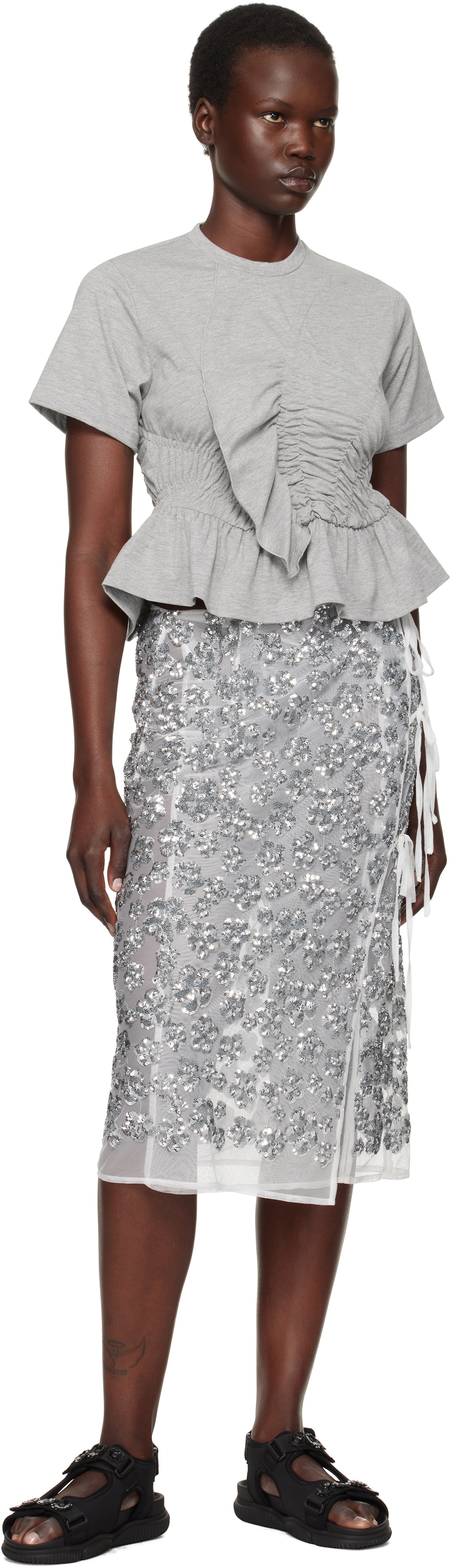 Cecilie Bahnsen Gray Ace T-shirt Cecilie Bahnsen