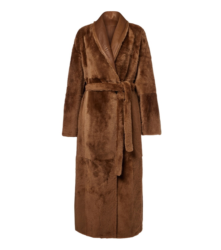 Photo: Yves Salomon Reversible shearling and leather wrap coat