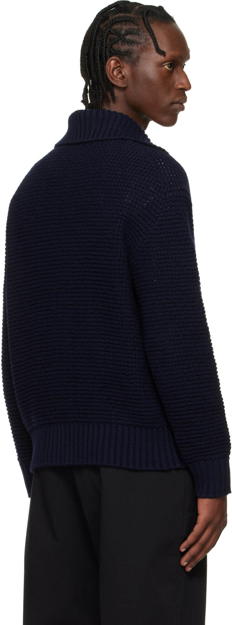BOSS Navy Spread Collar Cardigan
