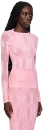 Maisie Wilen Pink Logomania Long Sleeve T-Shirt