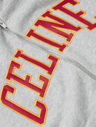 CELINE - Logo-Appliquéd Cotton-Jersey Zip-Up Hoodie - Gray