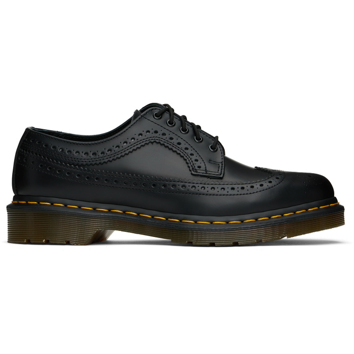 Photo: Dr. Martens Black 3989 Yellow Stitch Smooth Brogue Derbys