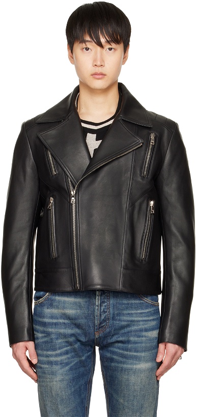Photo: Balmain Black Biker Leather Jacket