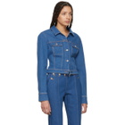 Kreist Blue Cropped Round Shoulders Denim Jacket