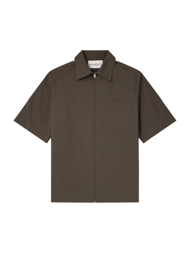 Photo: Givenchy - Recycled Woven Zip-Up Shirt - Brown