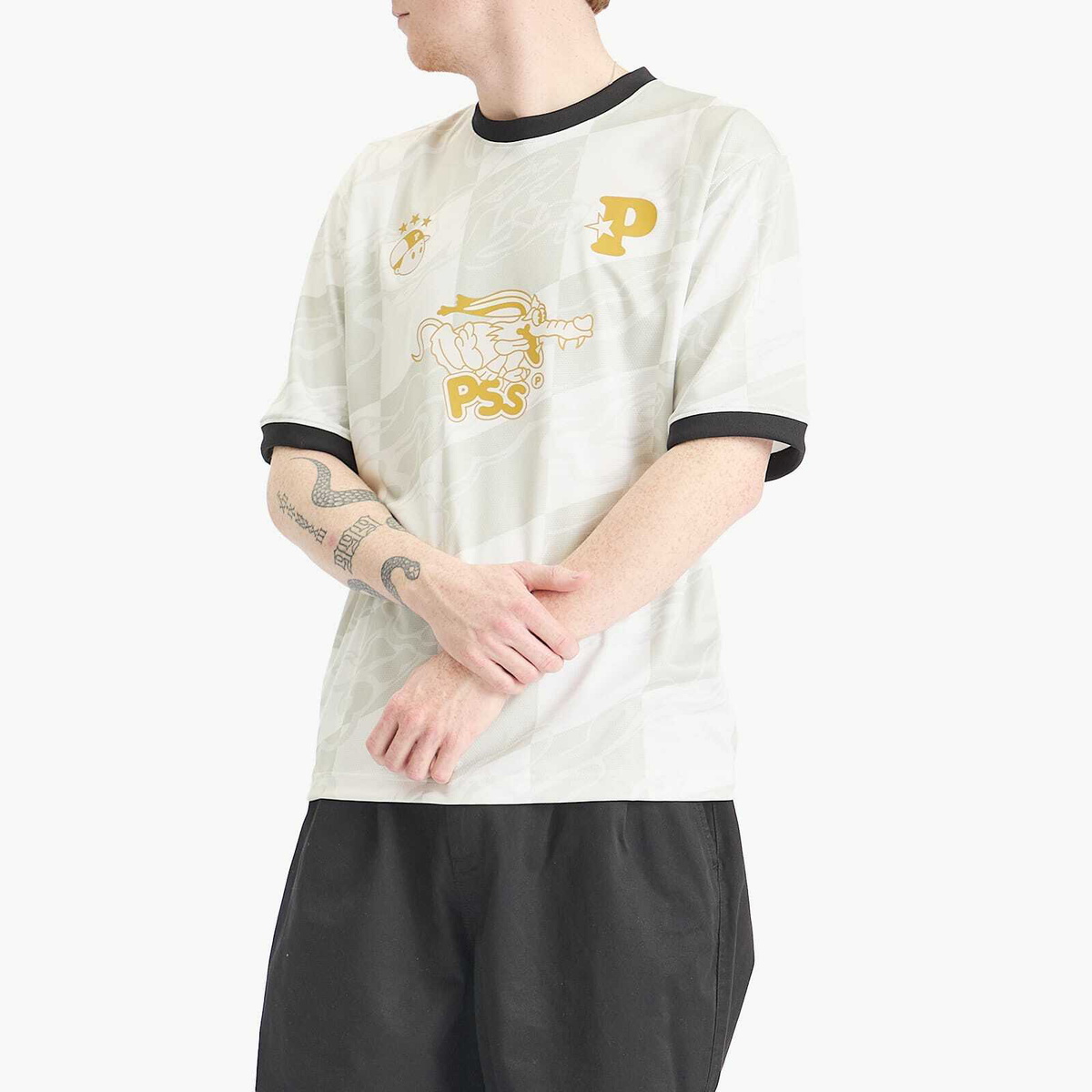 【PAWA SPEED SPORTS】Speed Football Shirt Pawa Speed Sports Men's Doggo Football Shirt in Cream/Gold