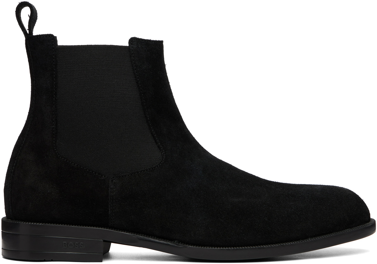 BOSS Black Suede Elasticated Panels Chelsea Boots