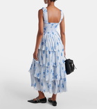 Ganni Floral tiered georgette midi dress