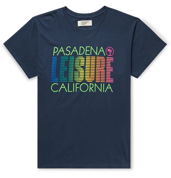 Photo: Pasadena Leisure Club - Tourist Logo-Print Cotton-Jersey T-Shirt - Blue