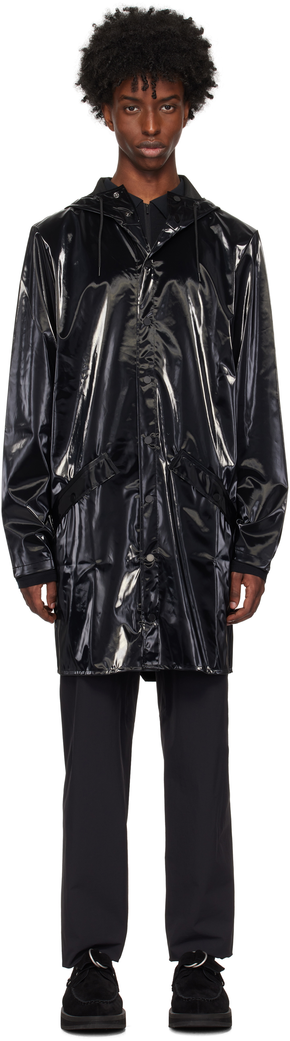 RAINS Black Long Jacket