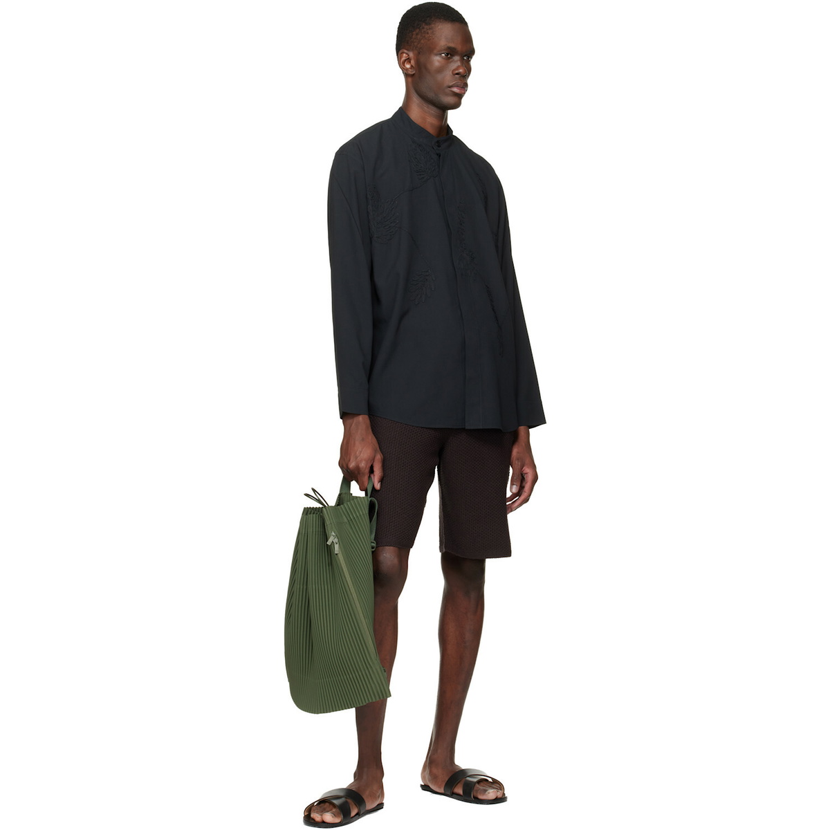 HOMME PLISSÉ ISSEY MIYAKE Green Drawstring Pleats Bag Homme Plisse