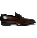 TOM FORD - Burnished-Leather Penny Loafers - Brown