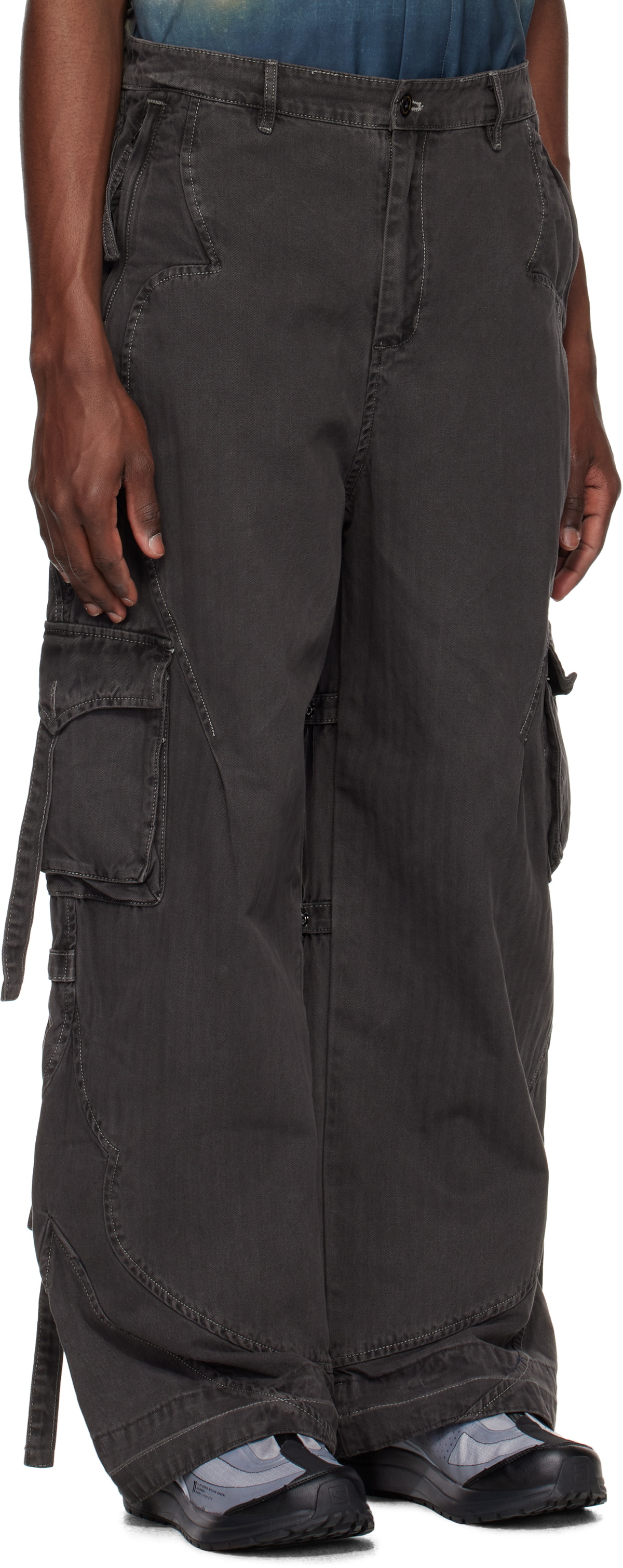 Professor.E Black Oteroi Bondage Cargo Pants