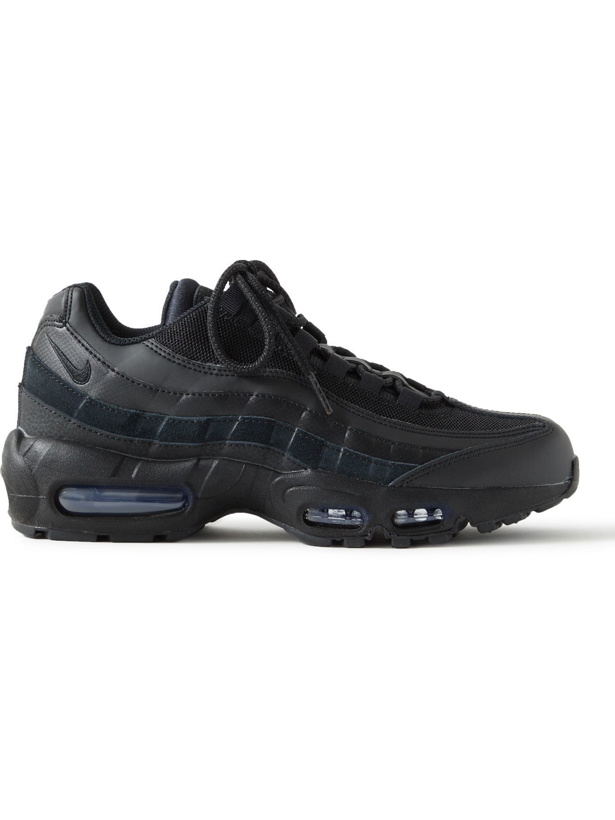 Photo: NIKE - Air Max 95 Essential Leather- and Suede-Trimmed Mesh Sneakers - Black