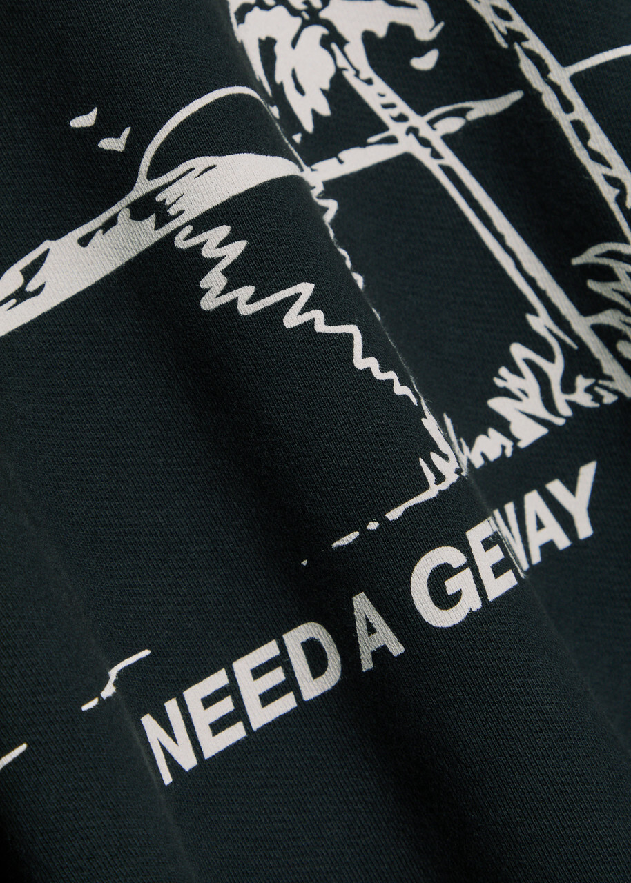 Rhude I Need A Getaway Printed Cotton Sweatshirt Black And White