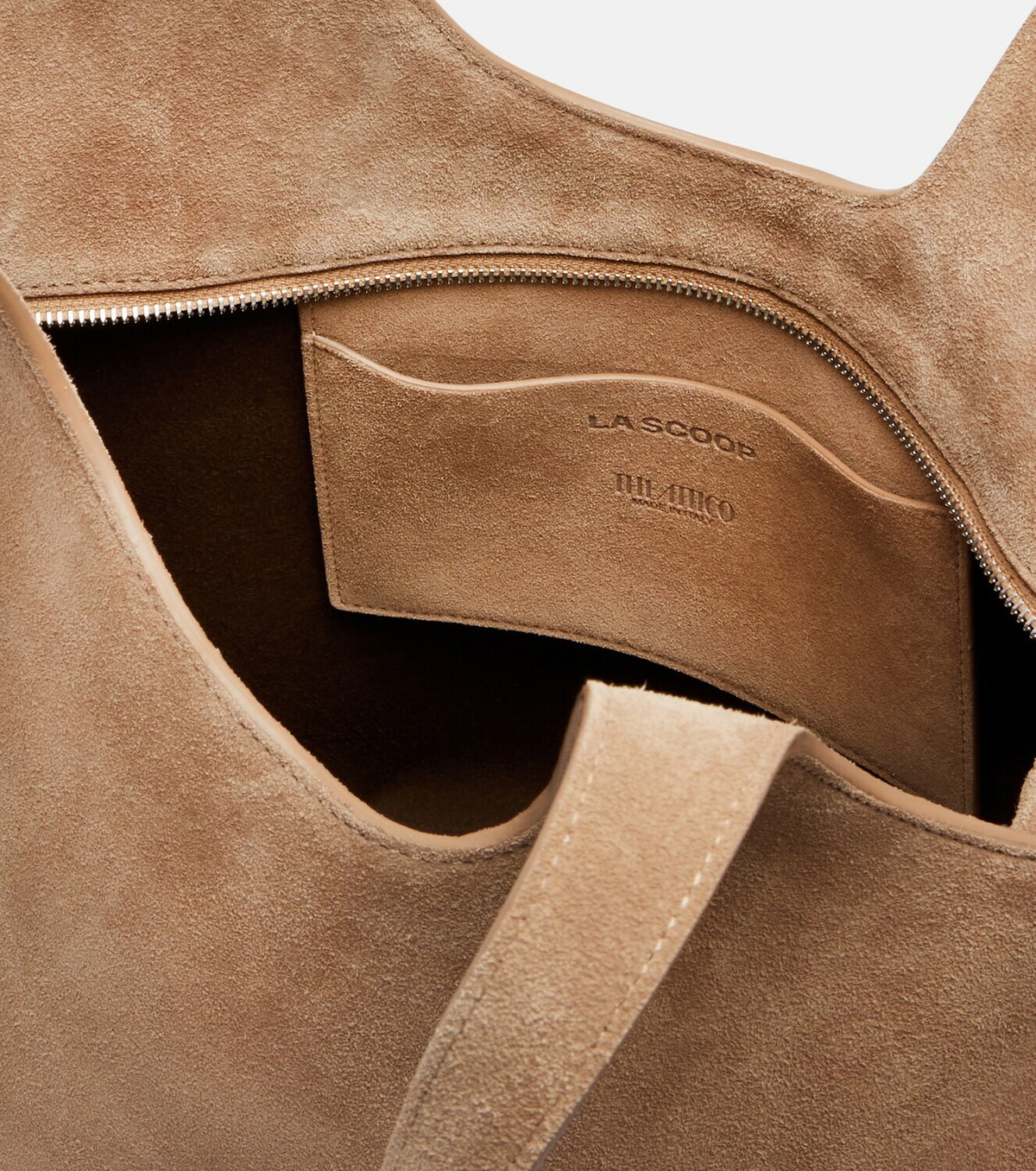The Attico La Scoop Medium suede shoulder bag