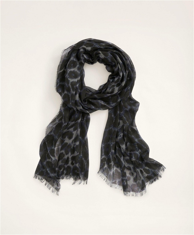 Photo: Brooks Brothers Women's Cashmere Blend Leopard Print Scarf | Grey