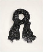 Brooks Brothers Women's Cashmere Blend Leopard Print Scarf | Grey