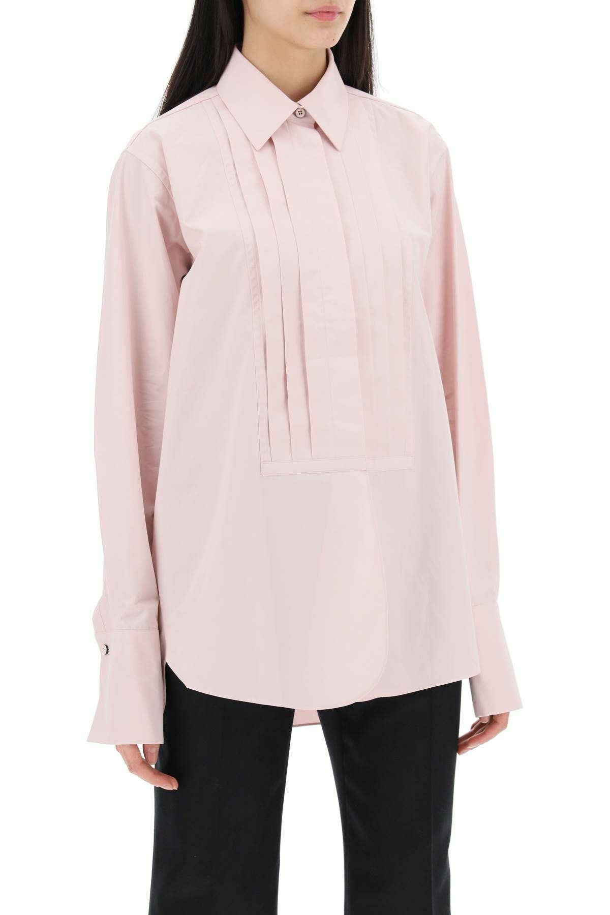 JIL SANDER pleated bib shirt with Pink Jil Sander