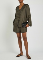 Rohe Woven-trim Satin Shorts Dark Green