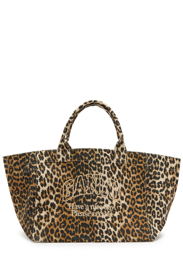 Photo: Ganni Printed Xxl Shopper Canvas Tote bag - Leopard - One Size