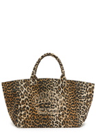 Ganni Printed Xxl Shopper Canvas Tote bag - Leopard - One Size