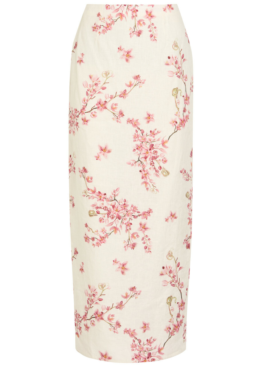 Agua BY Agua Bendita Lirica Floral-print Linen Maxi Skirt Multicoloured