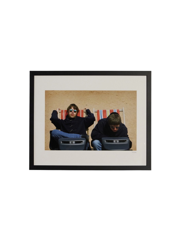 Photo: Sonic Editions - Framed 1995 Liam and Noel on the Beach Print, 50" x 40"
