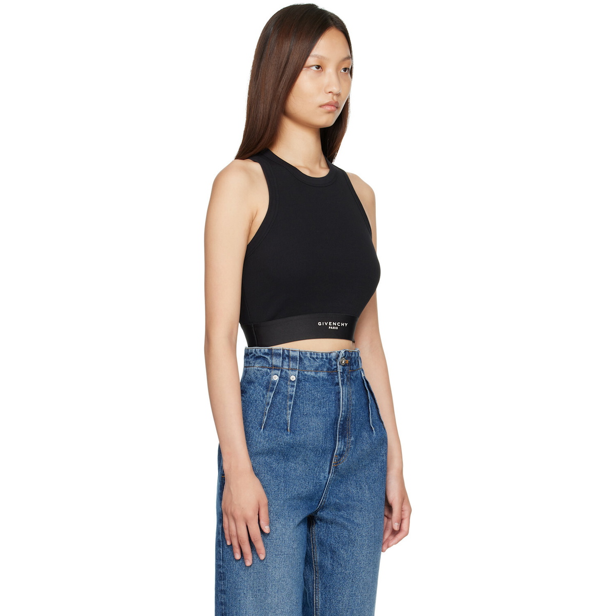 Givenchy Black Cropped Cotton Tank Top