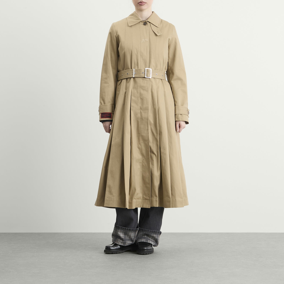 Damson Madder Women's Sofia Pleated Trench Coat in Stone