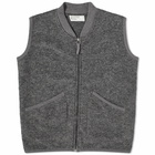 Universal Works Men's Wool Fleece Zip Waistcoat in Grey Marl