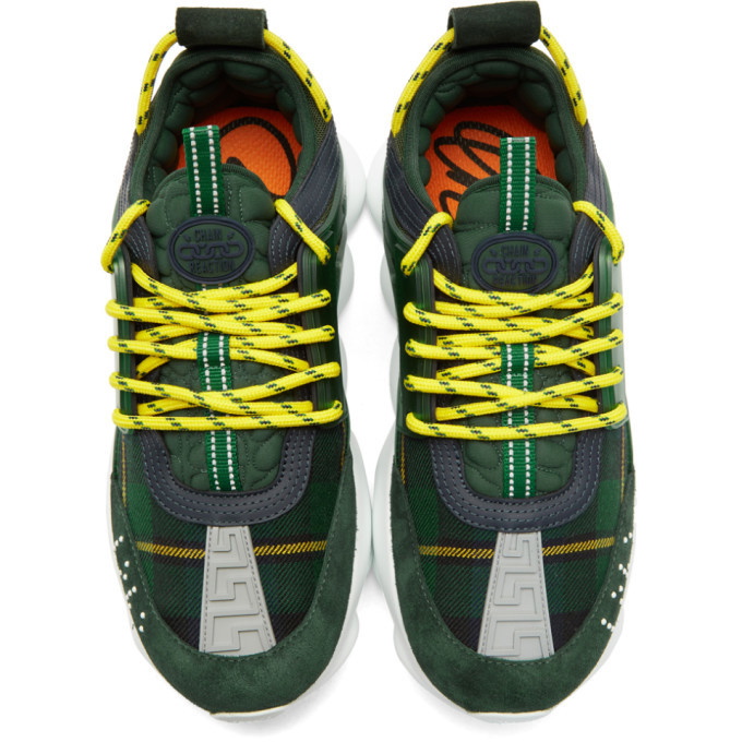 Versace Chain Reaction Sneakers Size 9 (Green/Yellow)