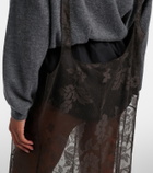 Prada Floral lace cotton midi skirt