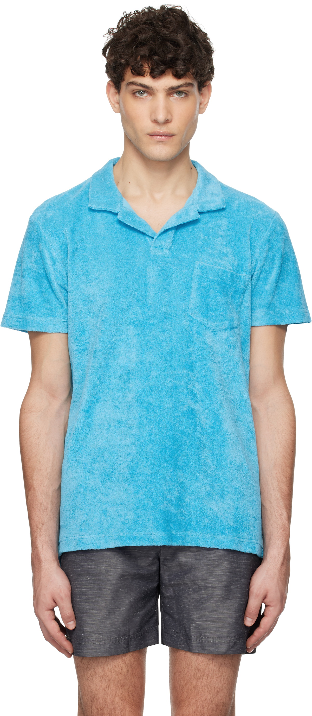 Orlebar Brown Blue Terry Towelling Polo