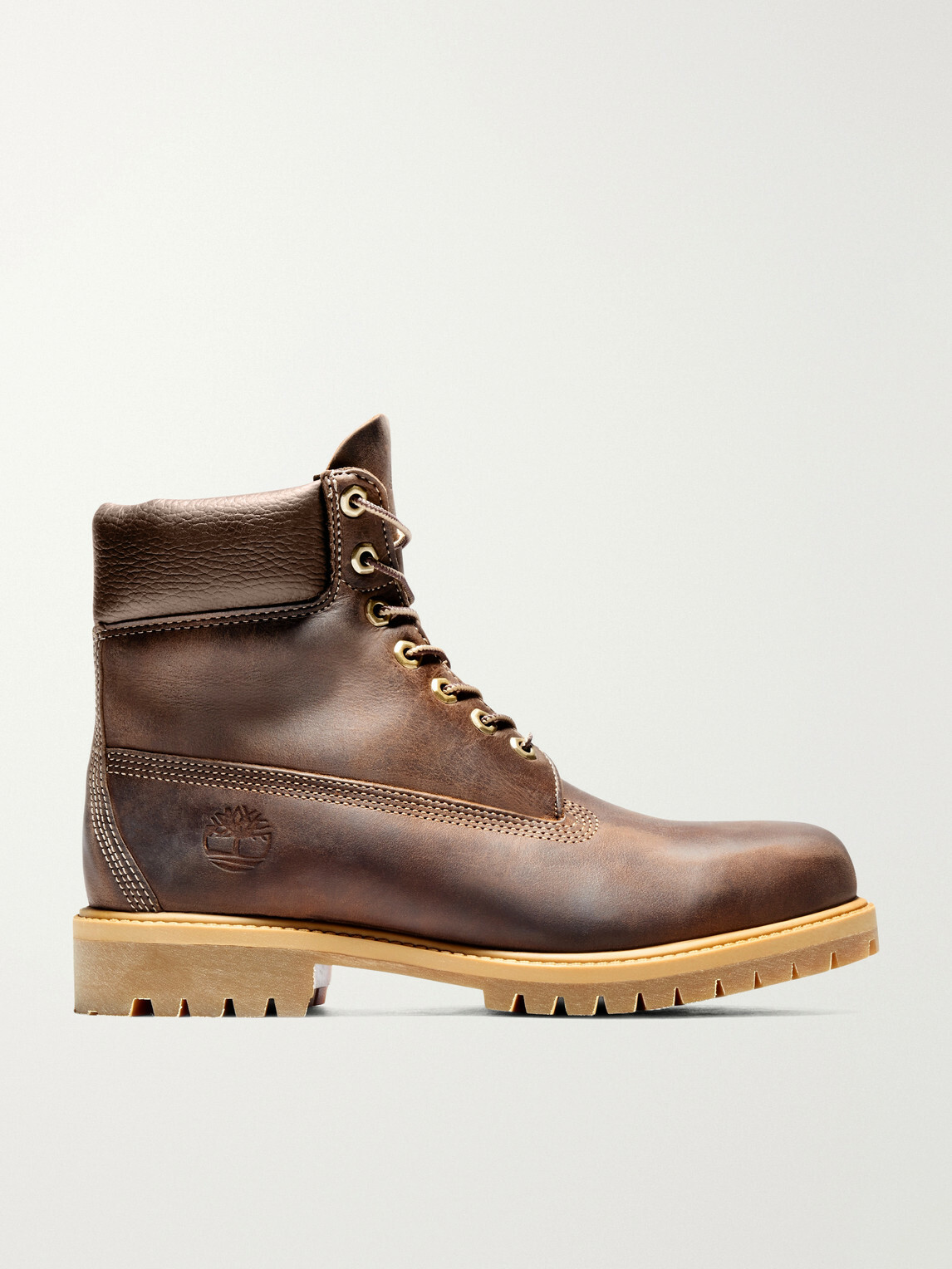 Timberland - Premium 6-Inch Distressed-Effect Leather Lace-Up Boots - Brown